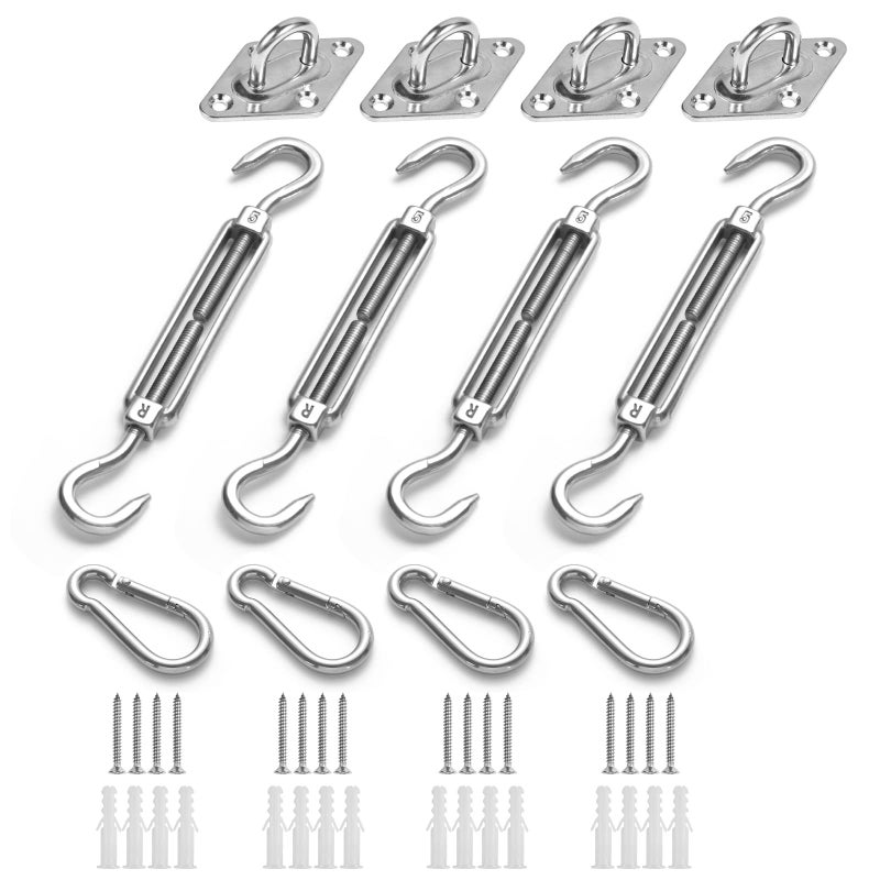 HOMPER Awning Attachment Set, Heavy Duty Sun Shade Sail Stainless Steel Hardware Kit for Garden Triangle and Square, Rectangle, Fixing Accessories - Image 1